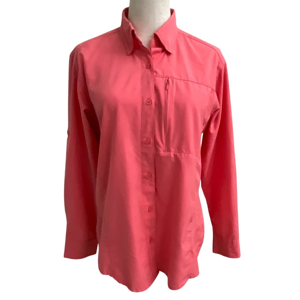 Bimini Bay Outfitters Coral Pink Long Sleeve Button Up Shirt Womens M